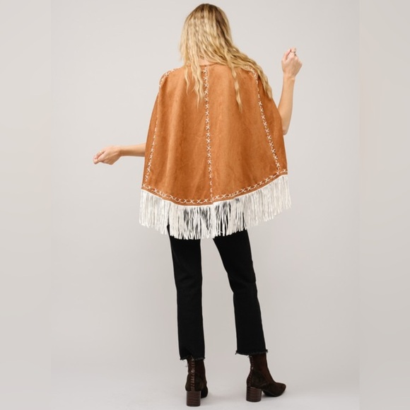 New blue b Light Pink Rose & White Whipstitch Fringe Trim Western Native Cape OS - Picture 14 of 14